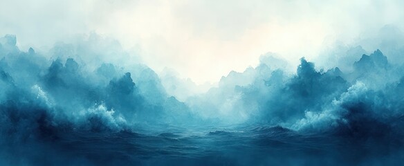 Aufkleber - Soft Blue Watercolor Background with Gentle Gradients and Diffused Light Calm Elegant Design