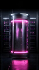 Aufkleber - an innovative art piece illustrating secure knowledge management, a massive glowing data vault encas