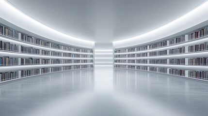 Wall Mural - a high-tech digital library showcasing information knowledge retrieval, holographic book spines and cascading file folders, vibrant lights, ultra-modern architecture, sci-fi feel, immersive and