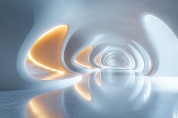 Poster - Futuristic Abstract Composition with Gentle Curves and Soft Lighting in Minimalist Architecture