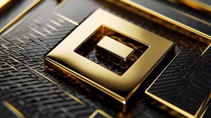 Aufkleber - abstract gold square design on black textured surface