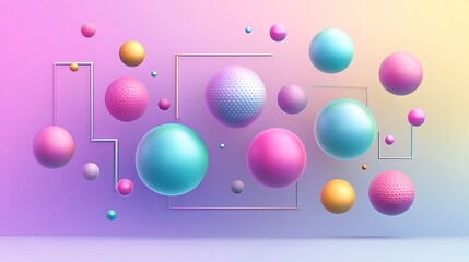 Poster - abstract pastel spheres float in a colorful space