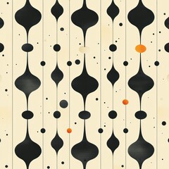 Poster - Abstract Minimalist Black Shapes Pattern on Cream Background Vertical Design