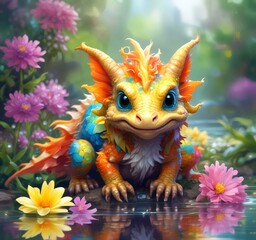 Illustration of adorable baby dragon.