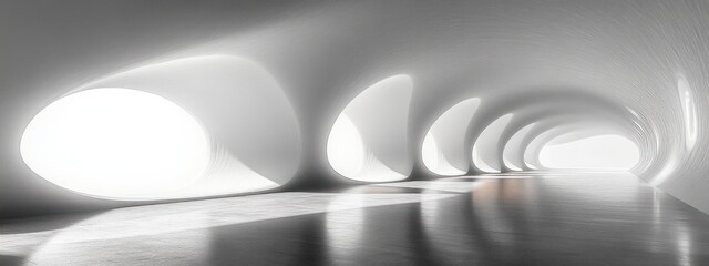 Leinwandbilder - Futuristic Minimalist Architecture Design with Soft Lighting and Curved Forms