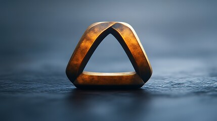 Bronze Abstract Triangle Shape on Dark Surface