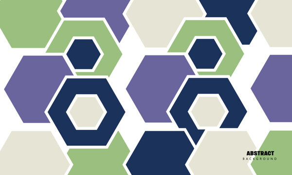 Abstract geometric pattern artwork. Vintage colors with creative shape hexagon stroke white line