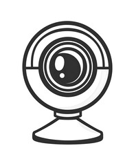 Fototapete - A simple line drawing of an icon depicting a web camera, with a white background, 
