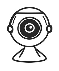 Fototapete - A simple line drawing of an icon depicting a web camera, with a white background, 