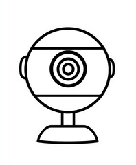 Fototapete - A simple line drawing of an icon depicting a web camera, with a white background, 