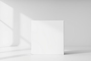 Poster - Minimalist White Studio Billboard with Soft Shadows, Perfect for Advertising or Displaying Creative Concepts in a Clean and Modern Environment