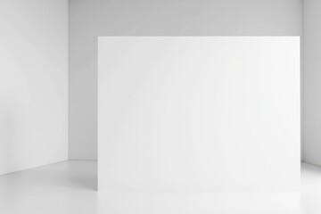Poster - Bright White Studio Space with Empty Billboard, Ideal for Advertising, Presentation or Photography, Featuring Minimalist Design and Clean Lines for Creative Professionals