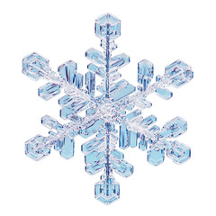 Wall Mural - winter natural snowflake is a real macro crystal photo isolated on a white background