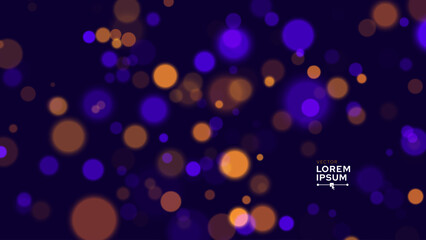 Poster - Colorful Blurred Bokeh Lights Background. Purple Christmas Holiday Event Lights Banner. New Year Vector Illustration.