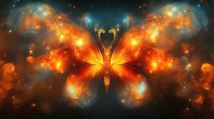 Wall Mural - Fiery Celestial Butterfly Nebula Cosmic Wings