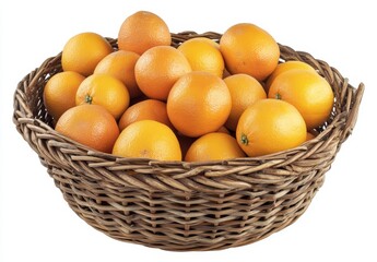 Wall Mural - Ripe oranges in a wicker basket. (1)