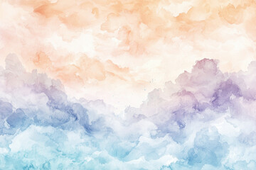 Poster - Dreamy watercolor texture evokes the serenity of a tranquil sky at dawn with soft hues and gentle cloud formations