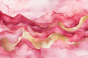 Poster - Watercolor texture in rose gold hues featuring soft pinks and metallic accents