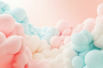 Poster - Whimsical pastel gradient pattern blending to create a dreamy and soft atmosphere with clouds of colors