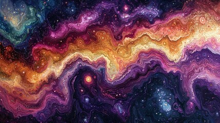Wall Mural - vibrant cosmic nebula with swirling colors and stars.