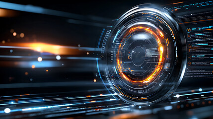 Poster - Futuristic technology visualization digital space graphic design virtual environment close-up view dynamic concept