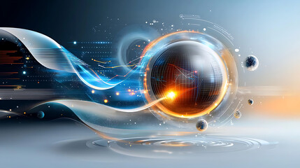 Poster - Dynamic energy sphere futuristic digital realm abstract art modern design close-up view innovation and technology