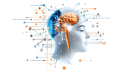 Poster - Innovative brain technology mind-enhancing concepts digital art futuristic environment side view neural connections