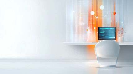 Poster - Innovative workspace setup for coding enthusiasts in modern office digital art minimalist design contemporary viewpoint
