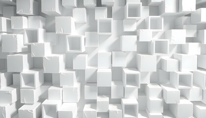  Shimmering White Cubes: Abstract Geometric Composition with Copy Space 3d art boxes clean 
