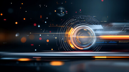 Poster - Dynamic technological motion digital environment abstract graphics futuristic design close-up view innovation concept