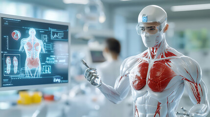 Poster - Robotic anatomy exploration laboratory scientific visualization modern healthcare close-up human body insights