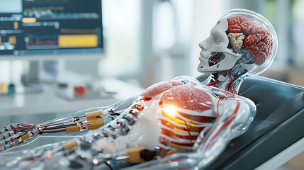 Poster - Exploring human anatomy 3d model display medical facility educational content laboratory close-up health science
