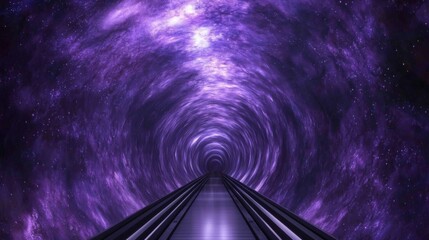 Wall Mural - cosmic purple nebula tunnel futuristic space travel corridor