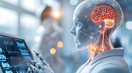 Poster - Innovative robotic technology development modern laboratory digital art futuristic environment close-up view ai integration