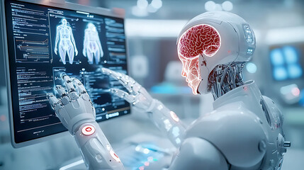 Poster - Robotic automation in action advanced ai research facility digital innovation futuristic environment scientific insight