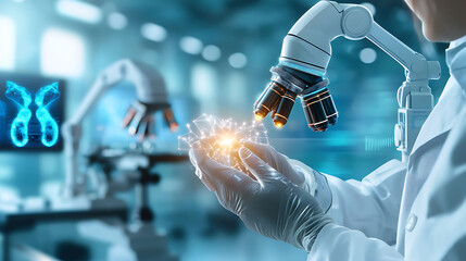 Poster - Microscopic examination of cellular structures laboratory scientific research modern environment close-up view innovative discoveries