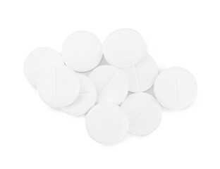 Wall Mural - Pile of antibiotic pills on light grey background, top view