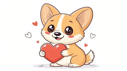 Sticker - dog with a red heart