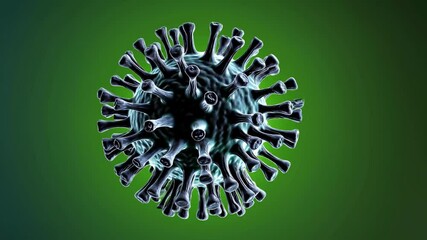 Aufkleber - Close-up view of a virus structure with intricate details and unique features in a vibrant green background