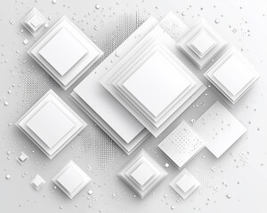 Poster - Abstract white geometric shapes and squares background.