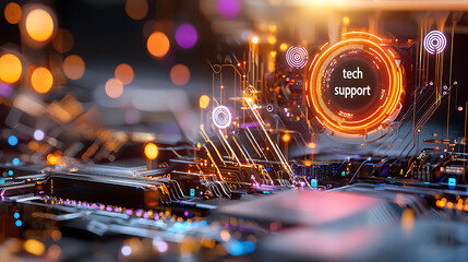 Poster - Tech support services enhance user experience in digital environment visual content high-tech viewpoint future concept