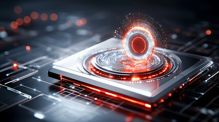 Poster - Dynamic digital sphere futuristic labs graphic design high-tech environment close-up view innovation concept