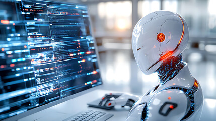 Poster - Artificial intelligence revolution tech lab digital art futuristic environment close-up view innovation in robotics