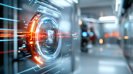 Poster - Futuristic interface display high-tech laboratory digital artwork sleek environment close-up view innovation concept