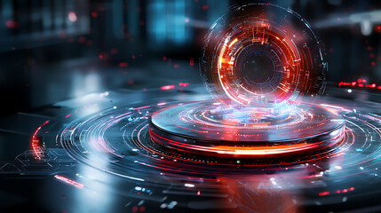 Poster - Dynamic futuristic interface design virtual space digital art high-tech environment close-up view innovation concept