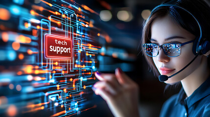 Poster - Tech support event virtual environment digital assistance online context futurist viewpoint technology concept
