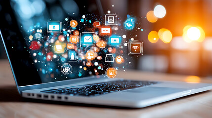 Poster - Digital communication revolution home office graphic design modern workspace close-up innovation in technology