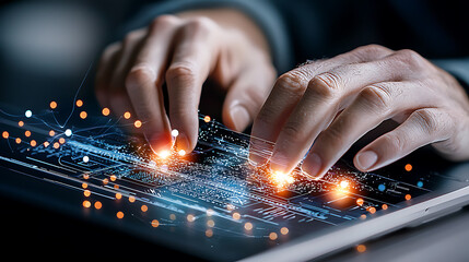 Poster - Digital innovation showcase office workspace technology concept futuristic environment close-up viewpoint