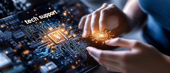 Poster - Tech support solutions digital workspace graphic visualization high-tech environment close-up innovation insights