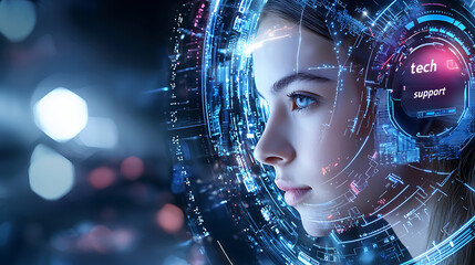 Poster - Innovative tech support solutions virtual environment digital art futuristic setting close-up perspective customer service revolution